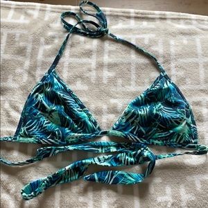 PINK palm pattern bikini top